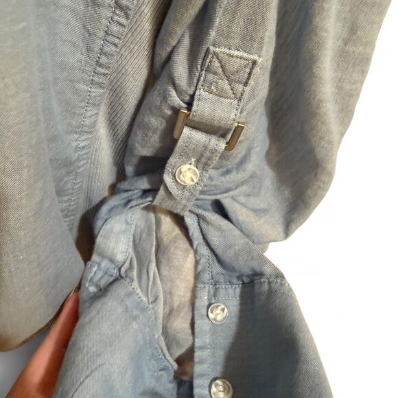 Lane Bryant Women's Light Blue Chambray Button Long Sleeved Blouse - Picture 4 of 5